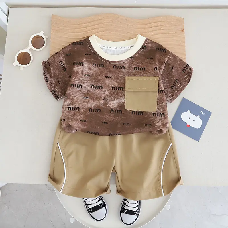 0-4Yrs Boys Printed Green Camo T-Shirt & Shorts Set - Image 3