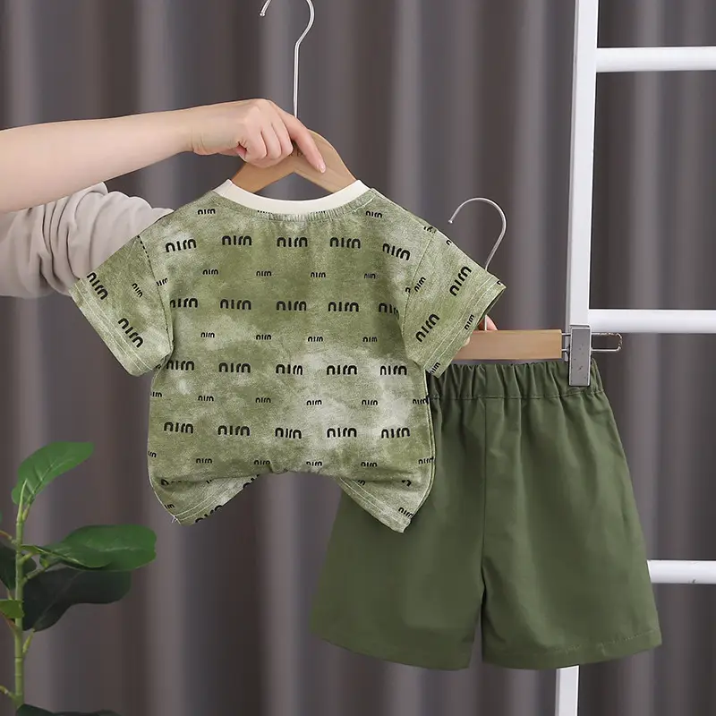 0-4Yrs Boys Printed Green Camo T-Shirt & Shorts Set — feature 6