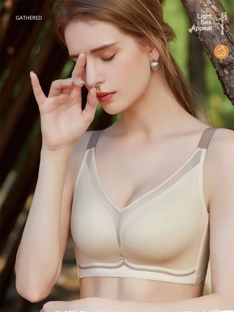 Ultra-Thin Underwear Breathable Large Chest Small Traceless Gather-up Comfortable Adjustable Bra — feature 2