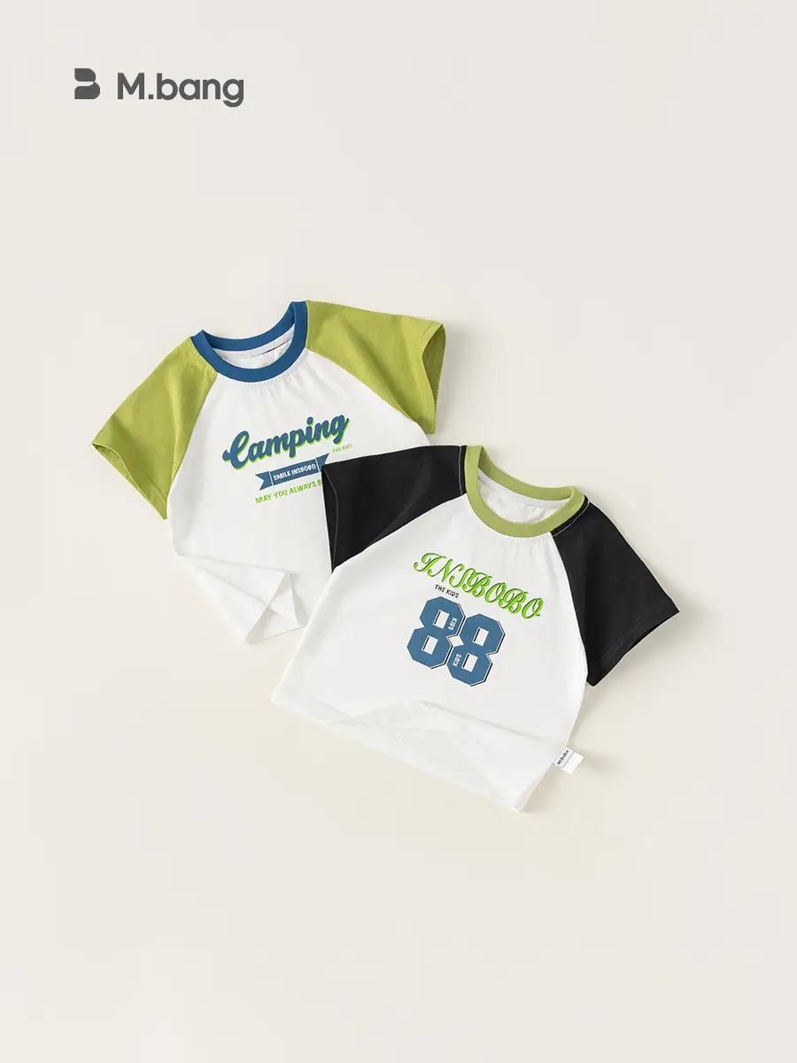 Baby T-Shirt Camping Print White Green Short Sleeve - Image 3