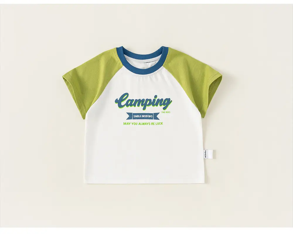 Baby T-Shirt Camping Print White Green Short Sleeve — feature 16