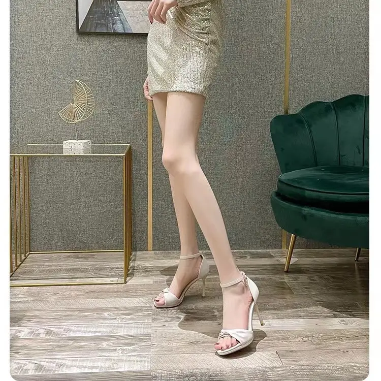Women High Heels Black Stiletto Open Toe 2025 - Image 5