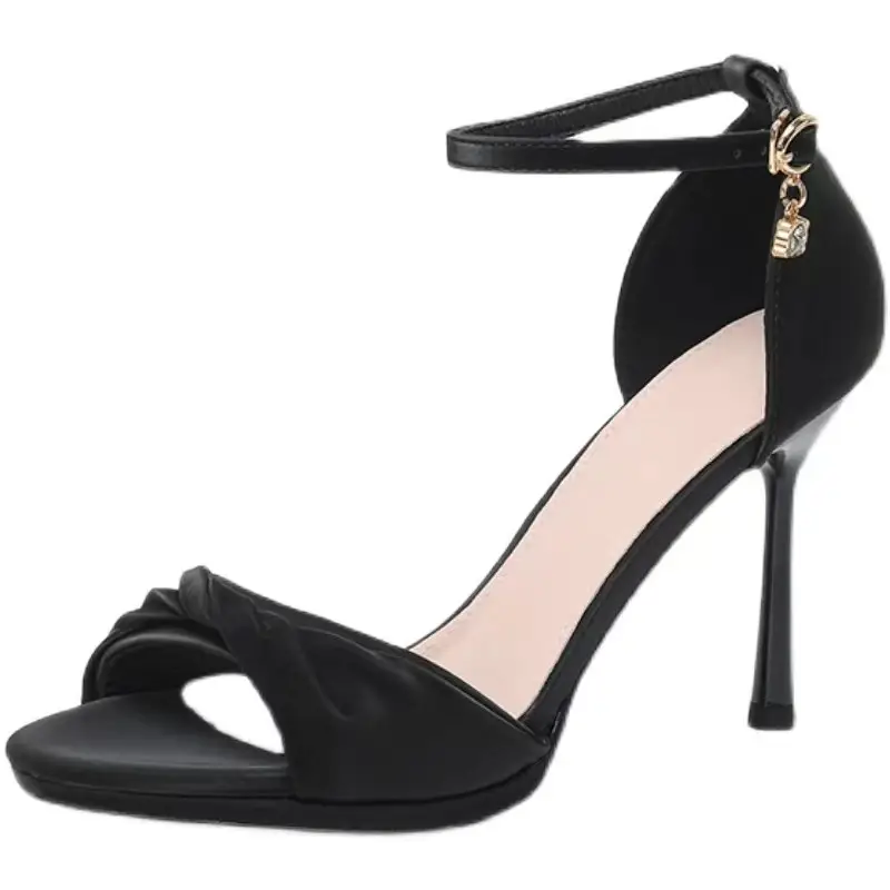 Women High Heels Black Stiletto Open Toe 2025 - Image 7