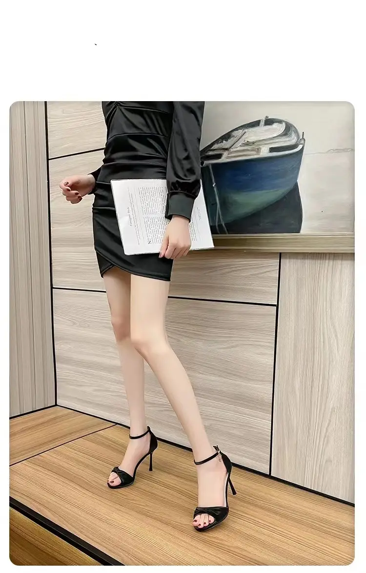 Women High Heels Black Stiletto Open Toe 2025 — feature 6