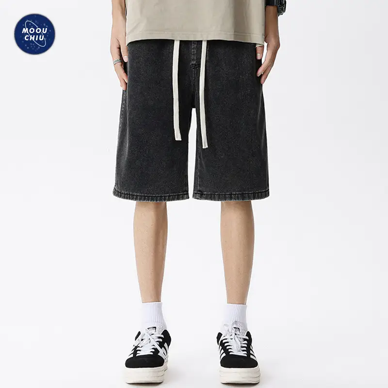 Men Denim Shorts Light Blue Loose Fit 5Pc - Image 5