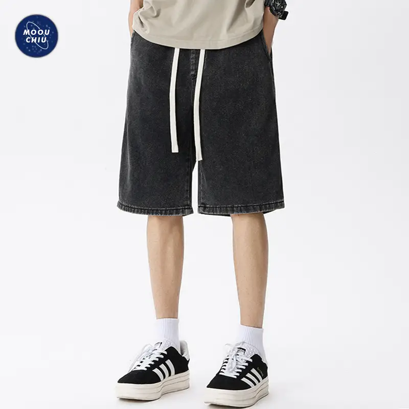 Men Denim Shorts Light Blue Loose Fit 5Pc - Image 6