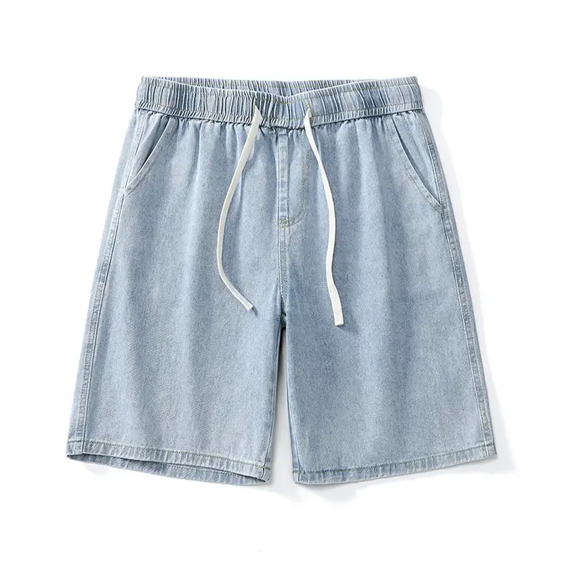 Men Denim Shorts Light Blue Loose Fit 5Pc - Image 7