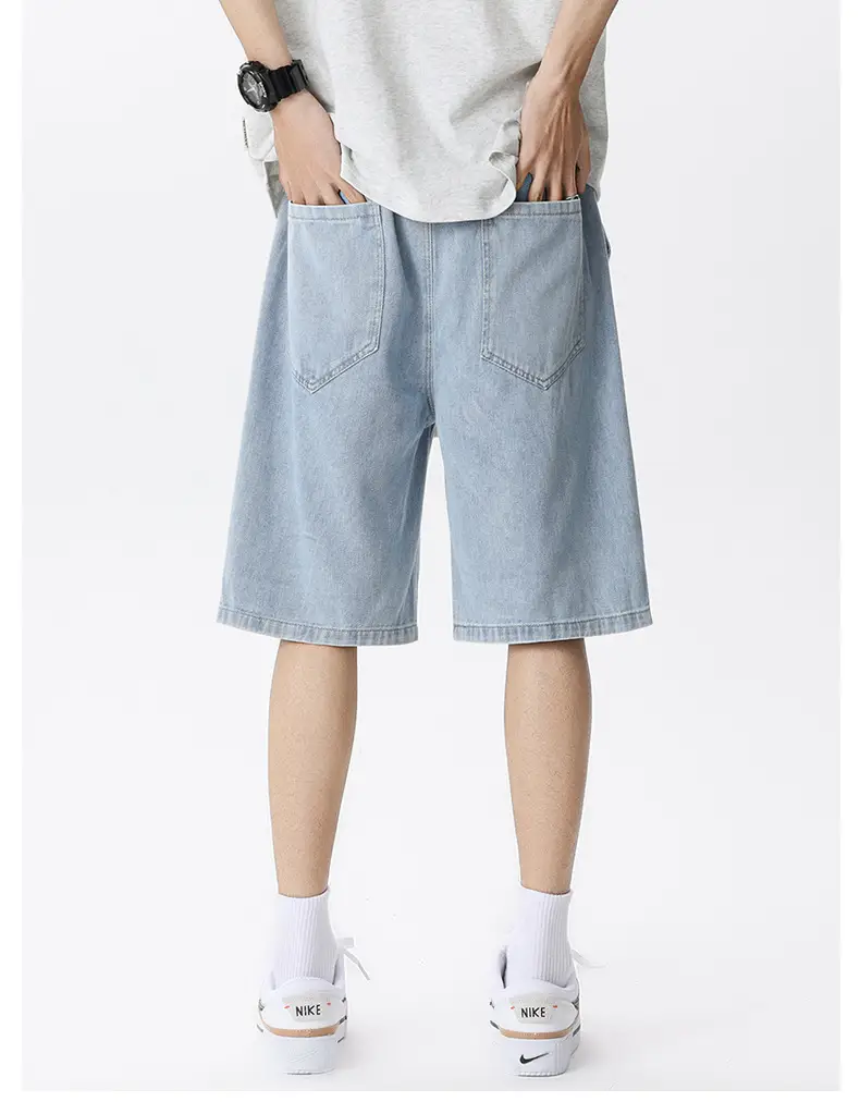 Men Denim Shorts Light Blue Loose Fit 5Pc — feature 10