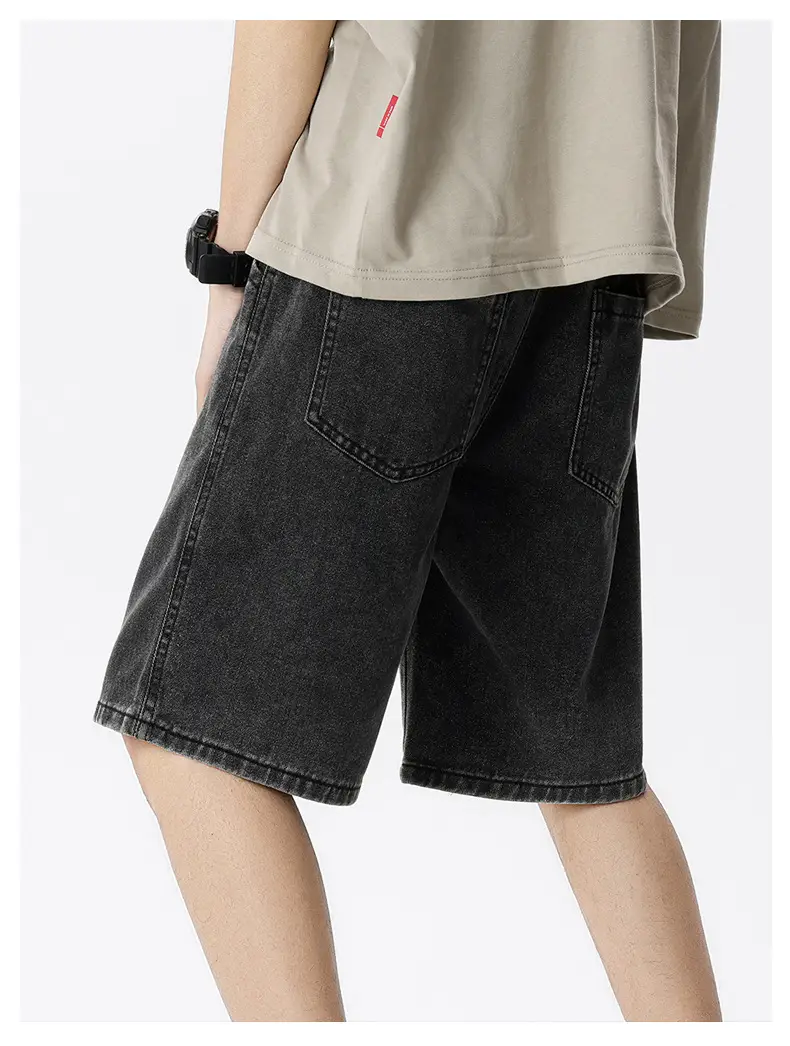 Men Denim Shorts Light Blue Loose Fit 5Pc — feature 14