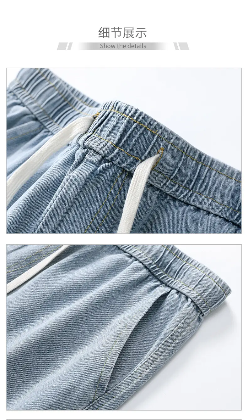 Men Denim Shorts Light Blue Loose Fit 5Pc — feature 15