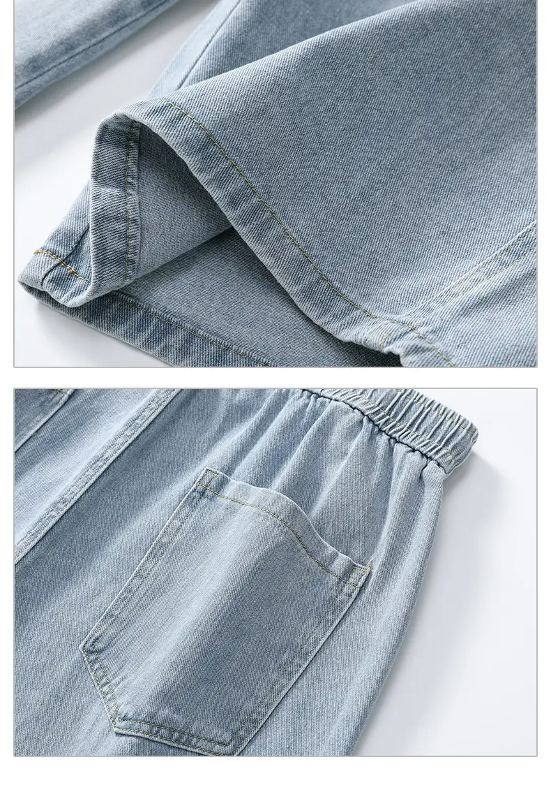 Men Denim Shorts Light Blue Loose Fit 5Pc — feature 16