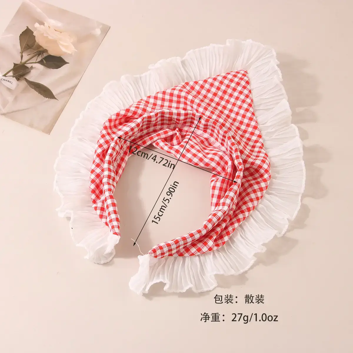 White Lace Hair Belt with Triangle Scarf Set — feature 3