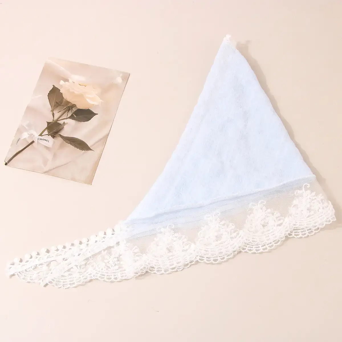 White Lace Hair Belt with Triangle Scarf Set - Image 17