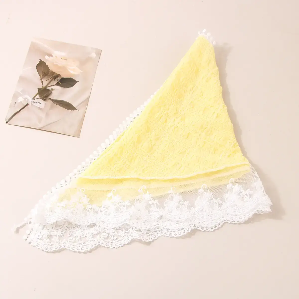 White Lace Hair Belt with Triangle Scarf Set - Image 18