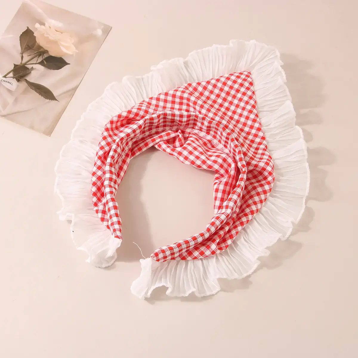 White Lace Hair Belt with Triangle Scarf Set - Image 19