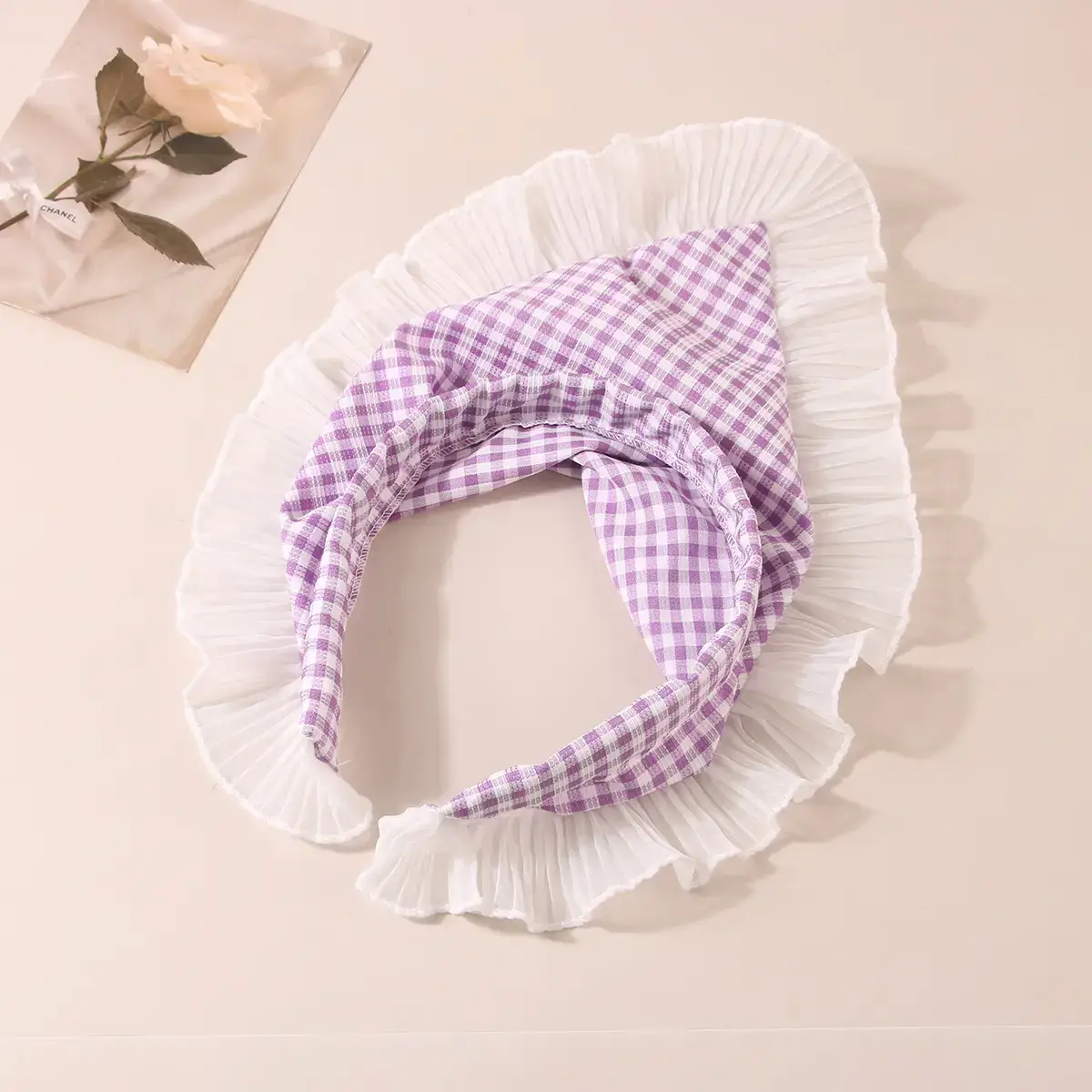 White Lace Hair Belt with Triangle Scarf Set - Image 21