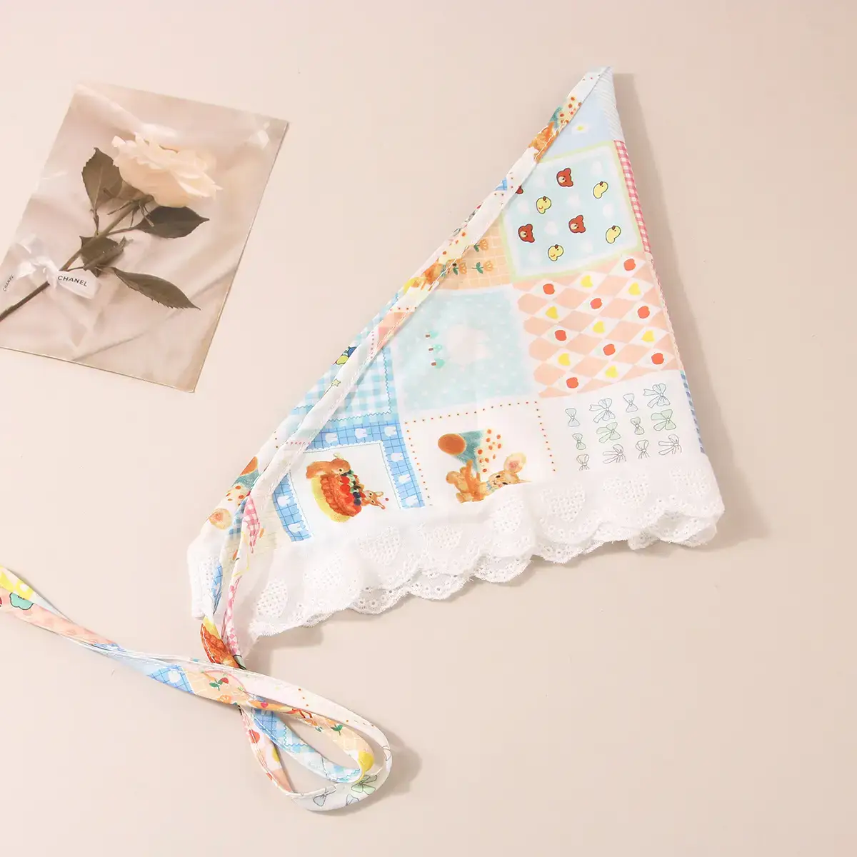 White Lace Hair Belt with Triangle Scarf Set - Image 23