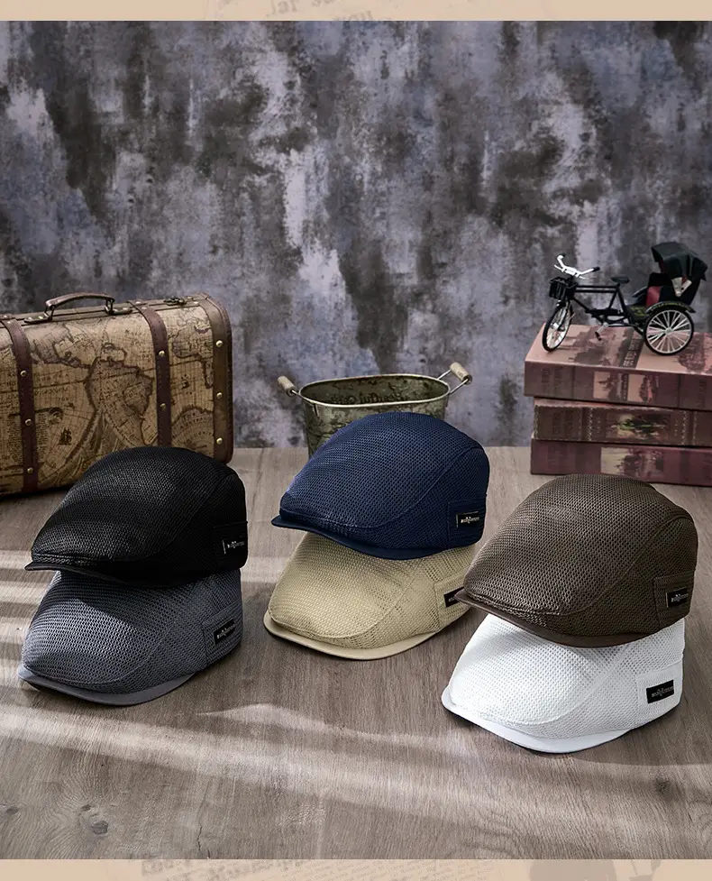 2025 Spring Summer Peaked Cap Breathable Retro Mesh Sun Hat — feature 11