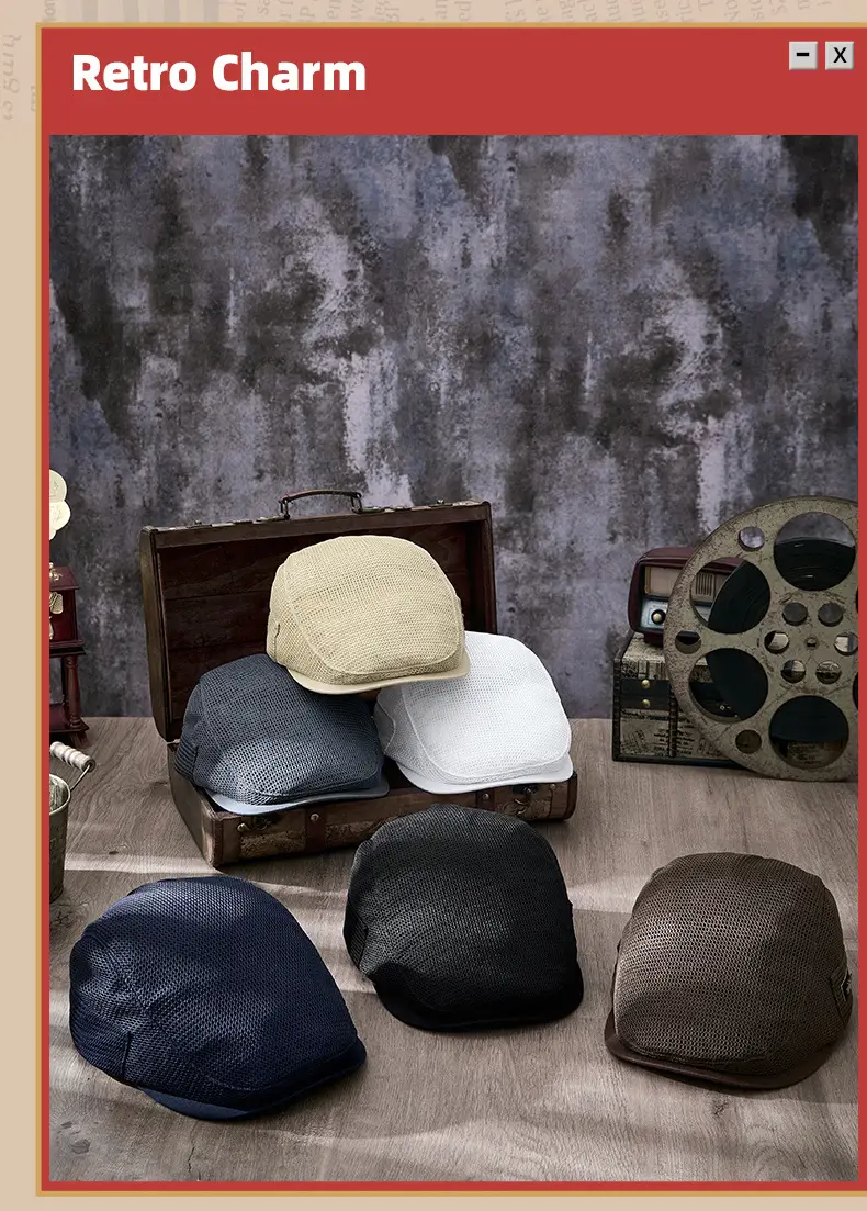 2025 Spring Summer Peaked Cap Breathable Retro Mesh Sun Hat — feature 13