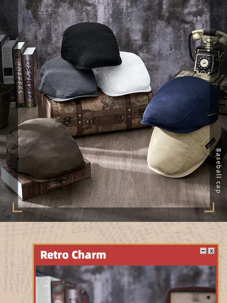 2025 Spring Summer Peaked Cap Breathable Retro Mesh Sun Hat — feature 7