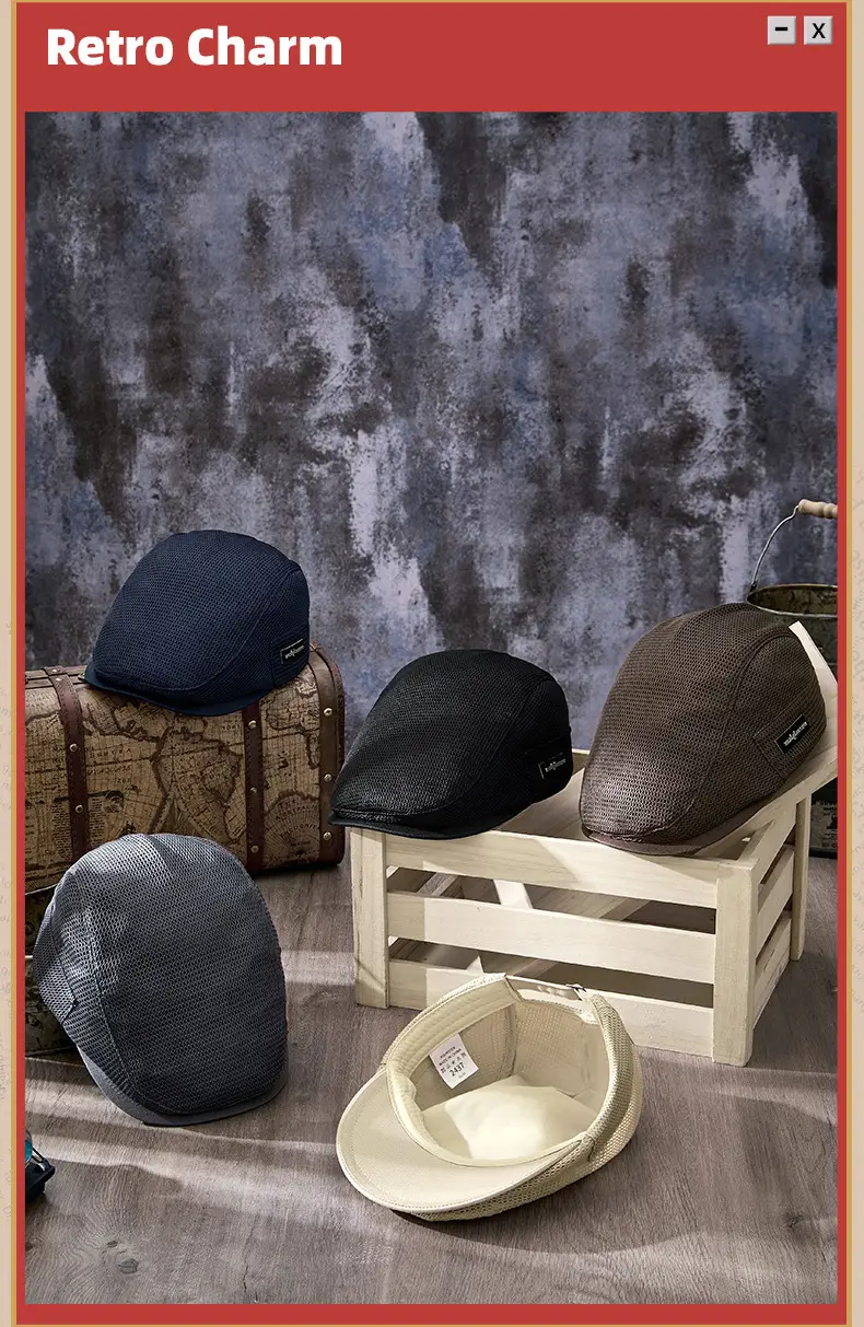2025 Spring Summer Peaked Cap Breathable Retro Mesh Sun Hat — feature 9
