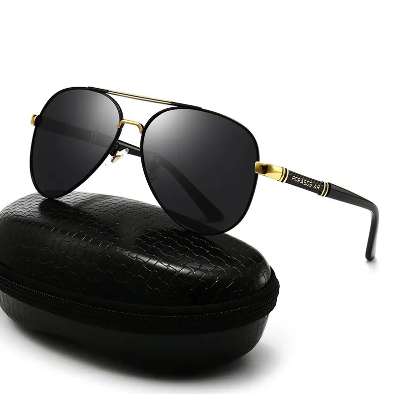 Men's Metal Polarized Sunglasses Black Silver 901 Retro Large Frame - Image 11