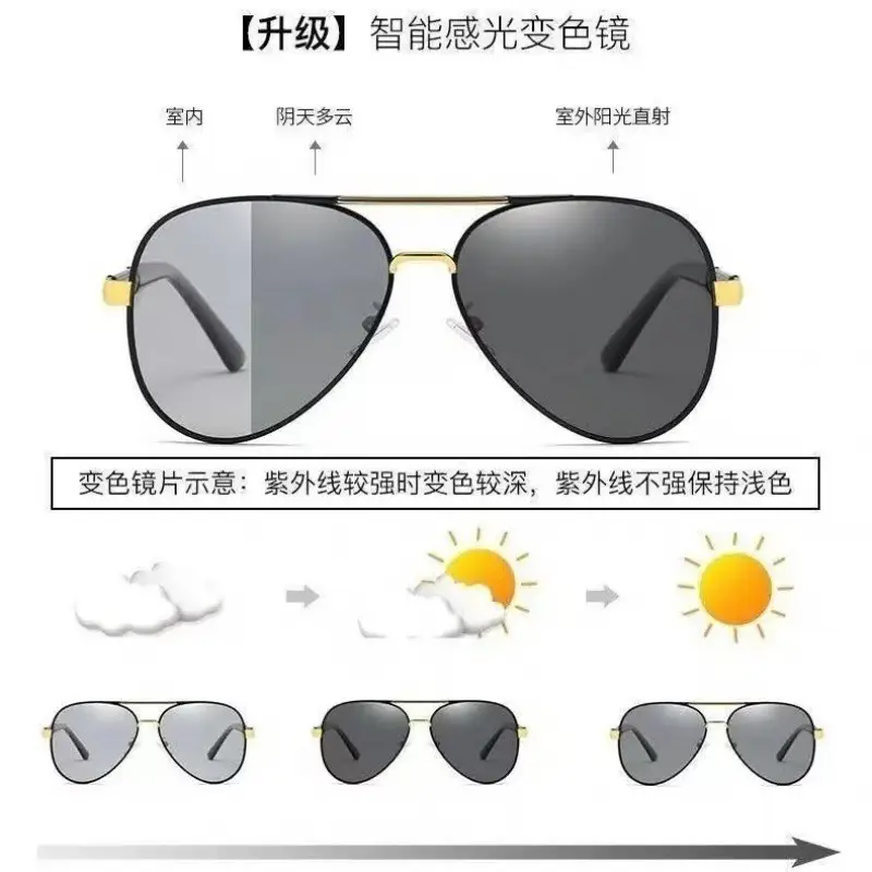 Men's Metal Polarized Sunglasses Black Silver 901 Retro Large Frame - Image 14