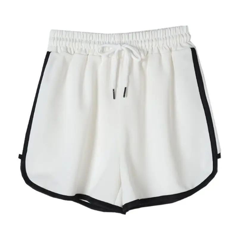 Black Three-Point Yoga Shorts with White Drawstring - Image 12
