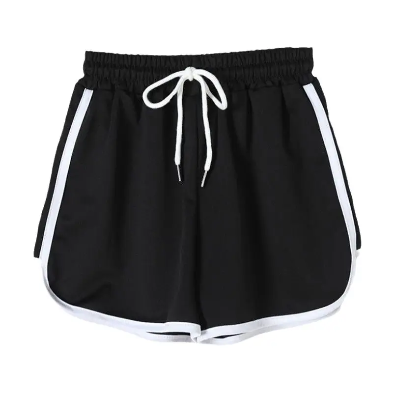 Black Three-Point Yoga Shorts with White Drawstring - Image 18