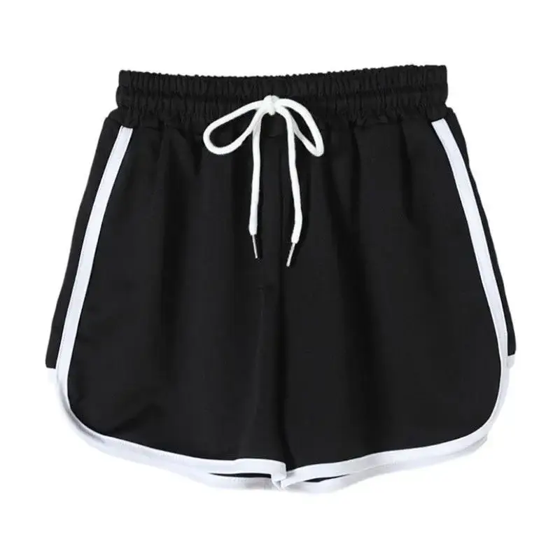Black Three-Point Yoga Shorts with White Drawstring - Image 3
