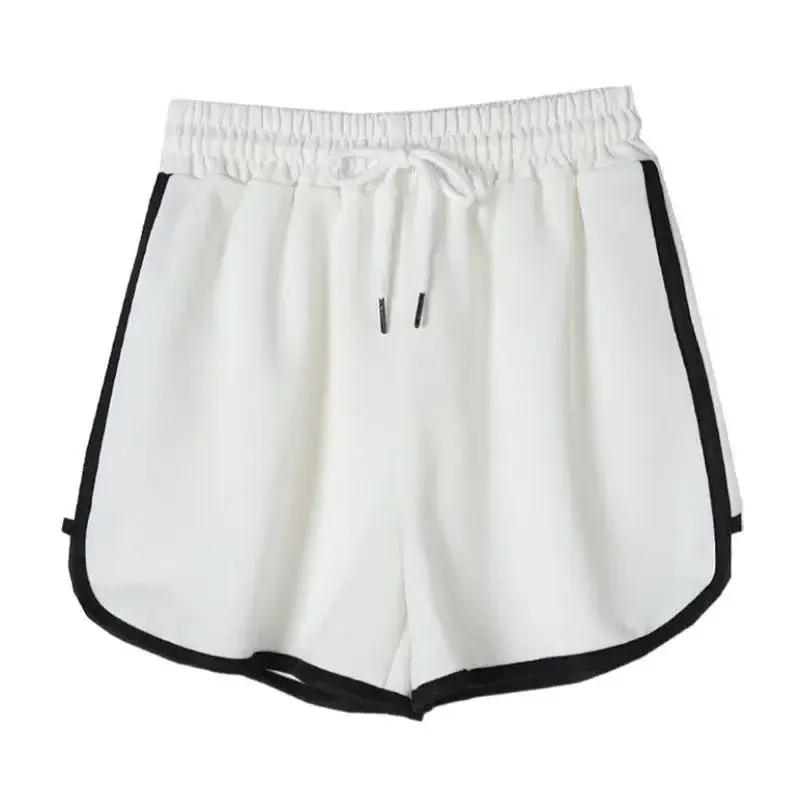 Black Three-Point Yoga Shorts with White Drawstring - Image 9