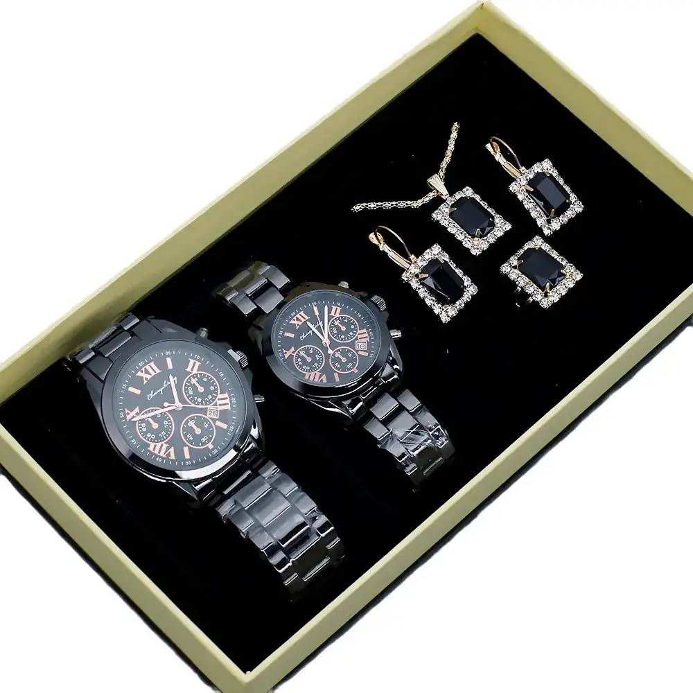 Couple Quartz Watch Set with Necklace & Earrings - Image 11