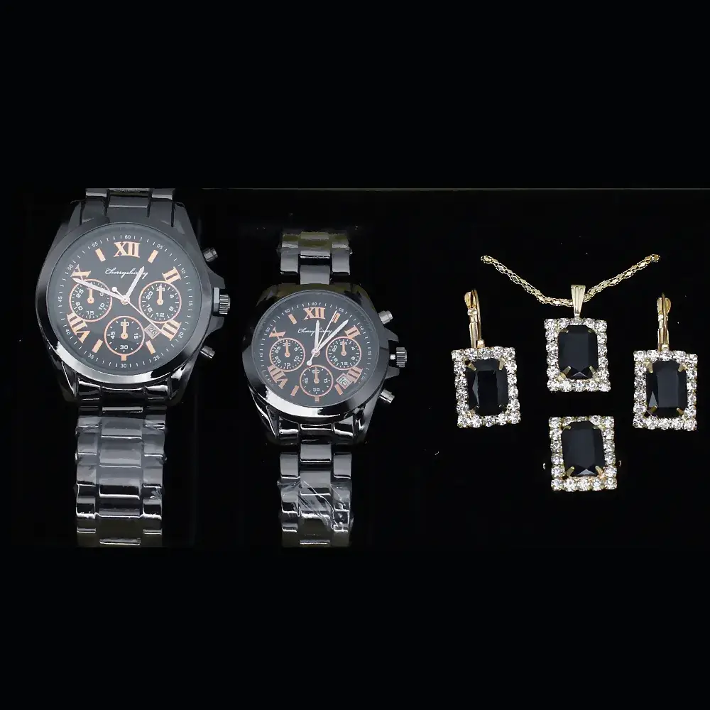 Couple Quartz Watch Set with Necklace & Earrings - Image 3