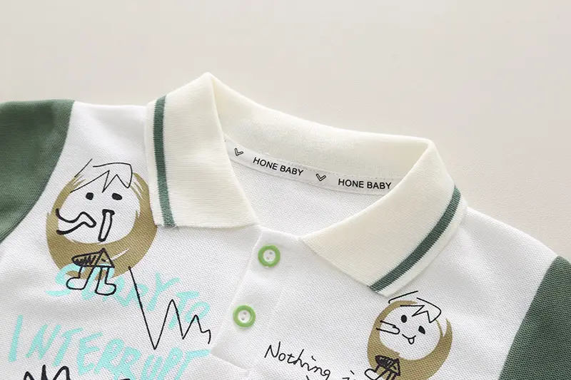 Boys Cotton Short Sleeve T-Shirt Shorts Set White Green Blue — feature 8