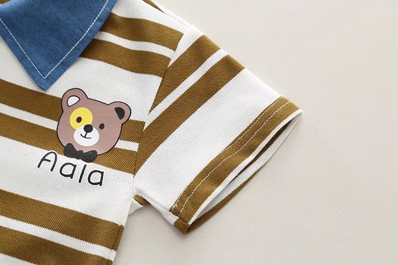 Boys Green Striped Polo Shorts Set Summer 24 — feature 9