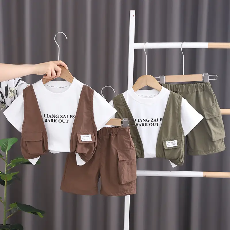 Baby Shorts Set White T-Shirt Brown Shorts 2024 — feature 3