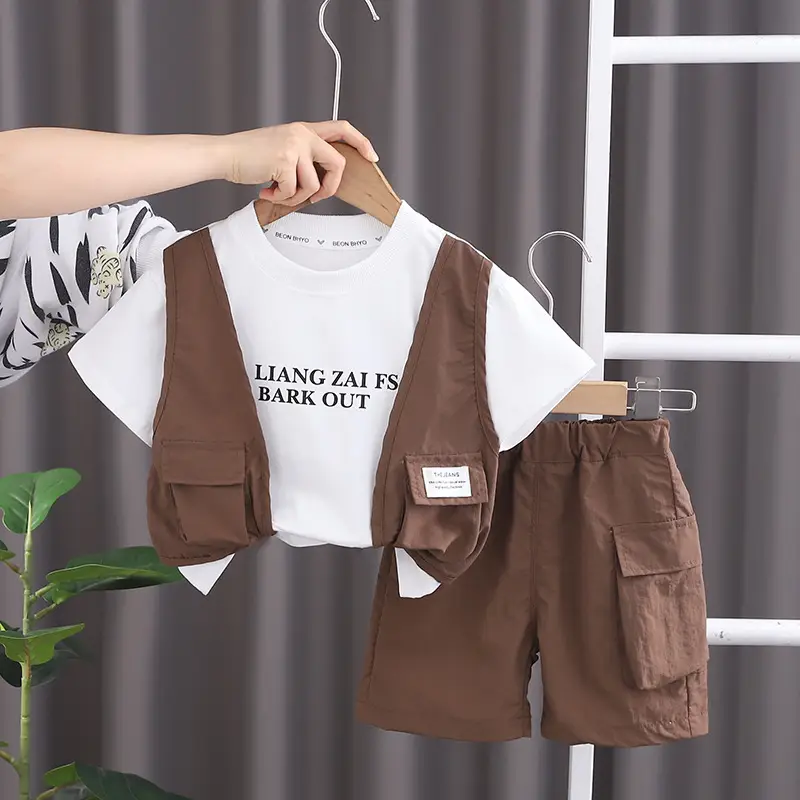 Baby Shorts Set White T-Shirt Brown Shorts 2024 — feature 4