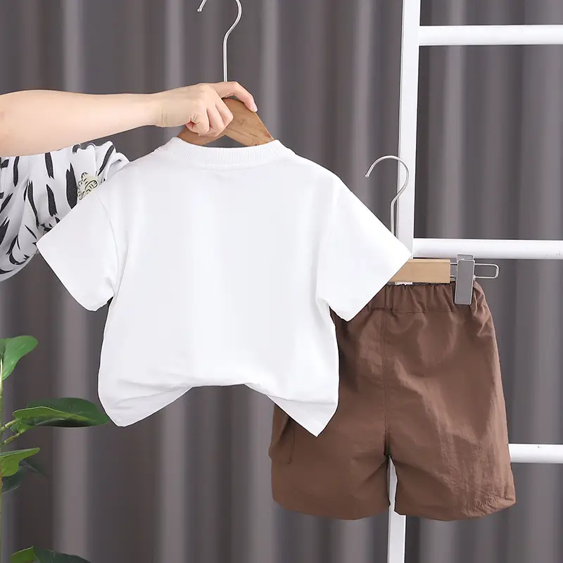 Baby Shorts Set White T-Shirt Brown Shorts 2024 — feature 5