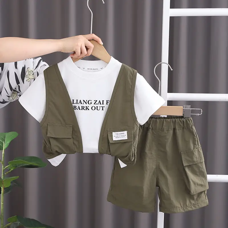 Baby Shorts Set White T-Shirt Brown Shorts 2024 — feature 6