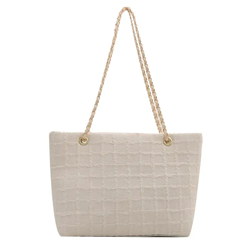 Women's New Style Textured Shoulder Bag with Gold Chain - Image 9
