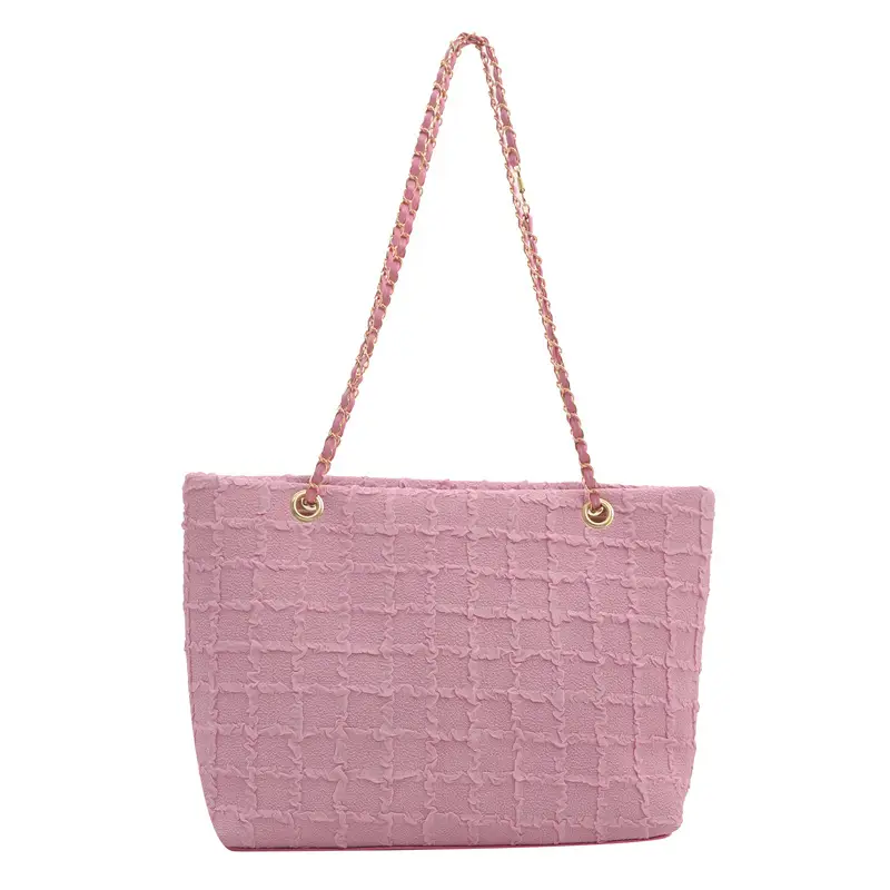 Women's New Style Textured Shoulder Bag with Gold Chain - Image 4