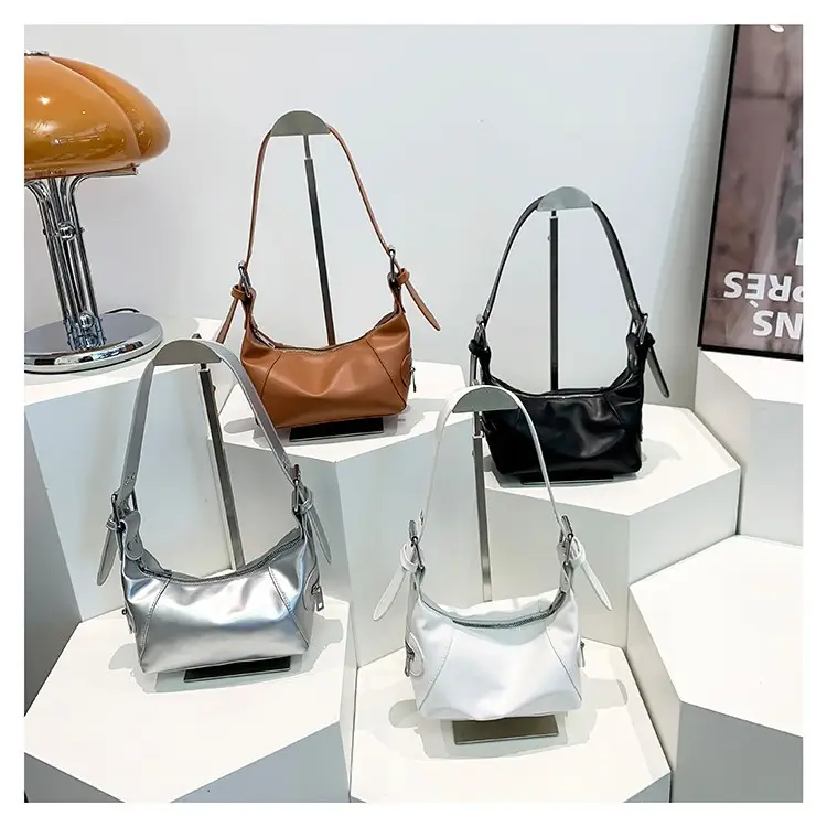 Silver Metallic Shoulder Bag for Women 2024 Spring - Image 5