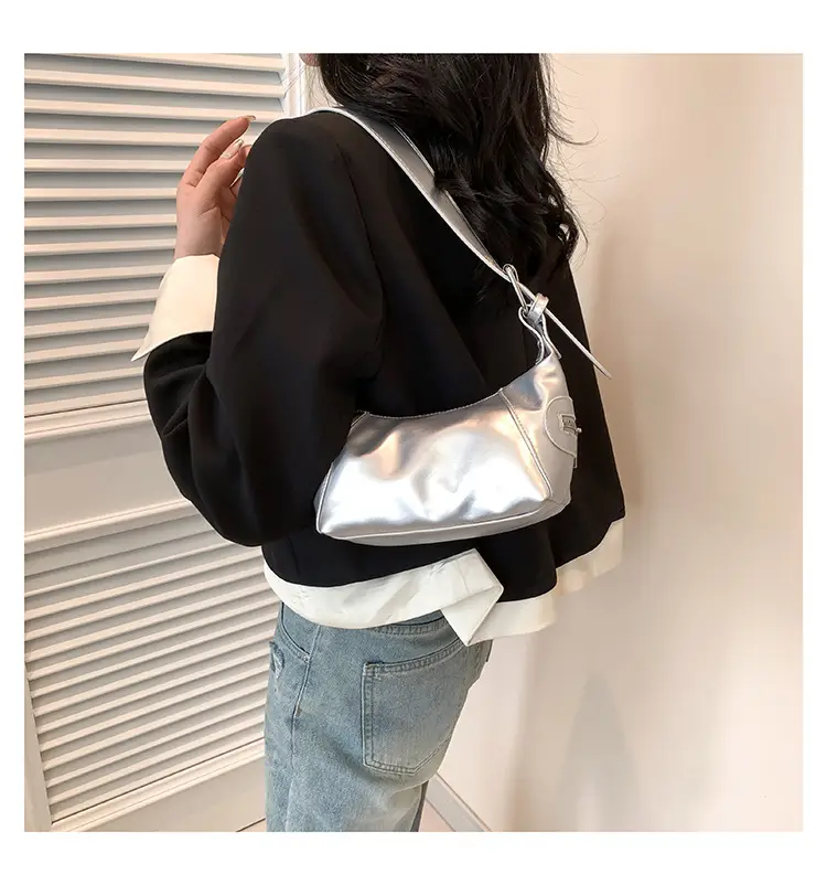Silver Metallic Shoulder Bag for Women 2024 Spring — feature 22