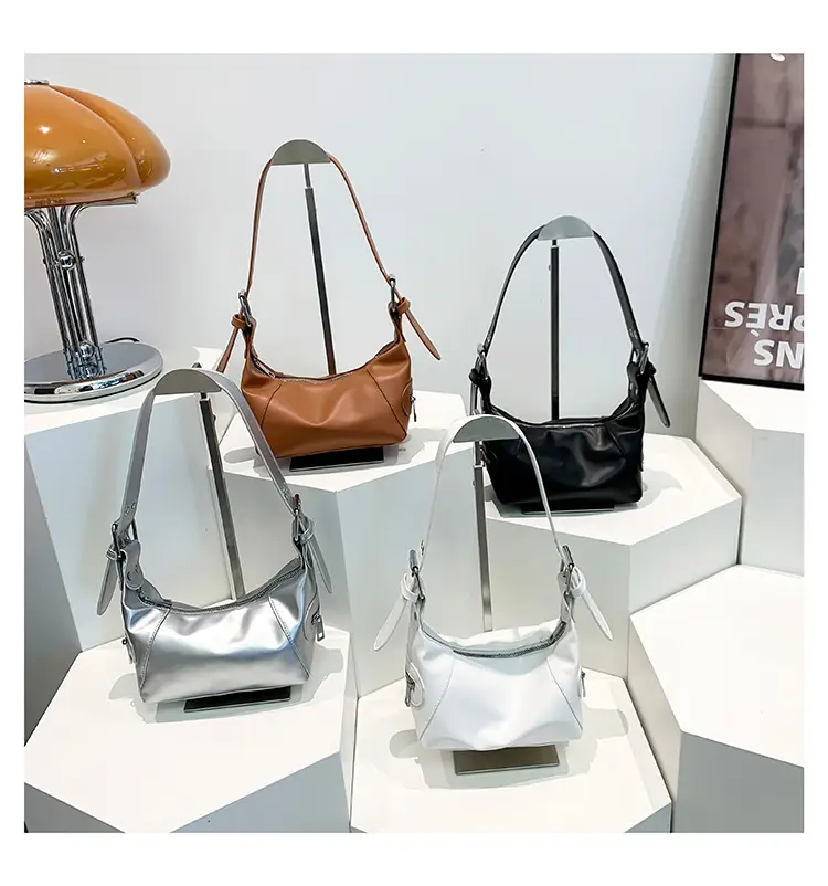 Silver Metallic Shoulder Bag for Women 2024 Spring — feature 28