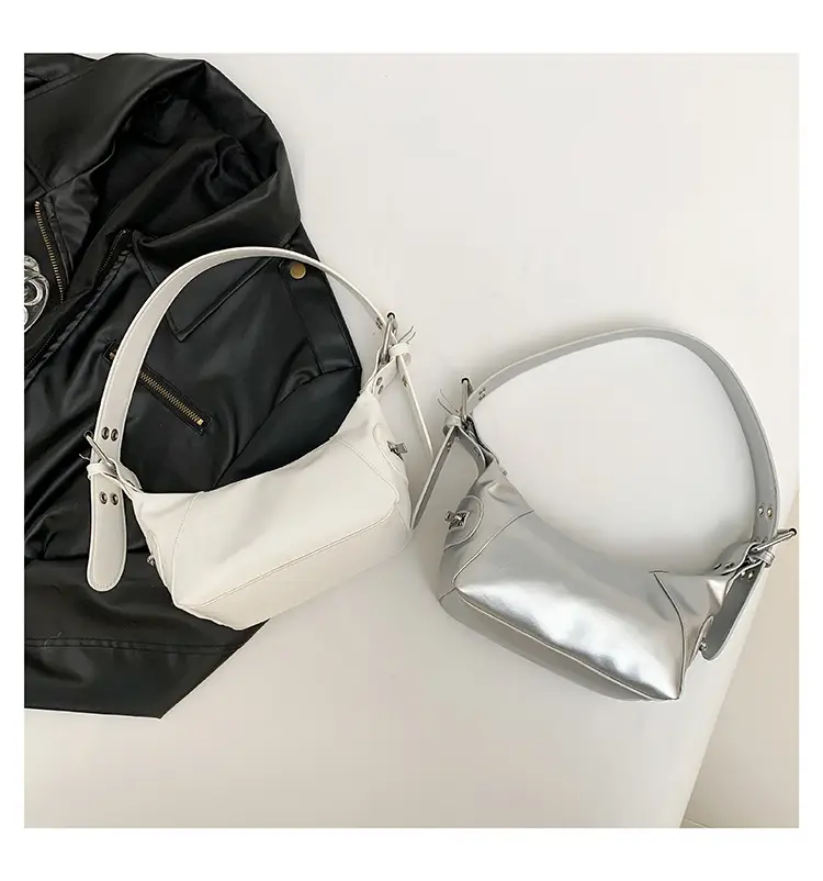 Silver Metallic Shoulder Bag for Women 2024 Spring — feature 30