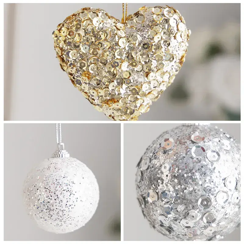 Nordic Heart Ornament 10cm Gold Sparkle