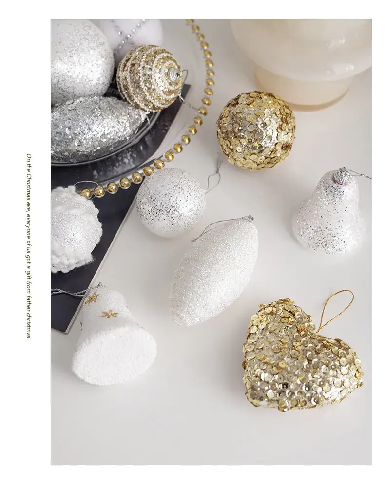 Nordic Heart Ornament 10cm Gold Sparkle — feature 4