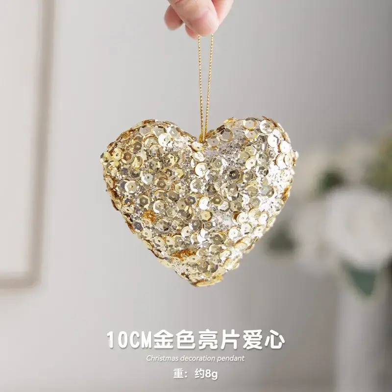 Nordic Heart Ornament 10cm Gold Sparkle