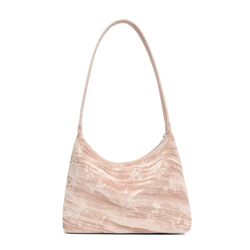 Pink Bamboo Leaf Pattern Shoulder Bag for Women - Image 6