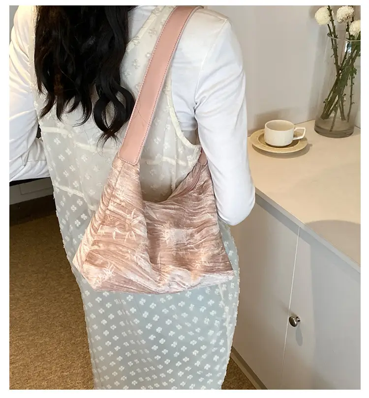 Pink Bamboo Leaf Pattern Shoulder Bag for Women — feature 10